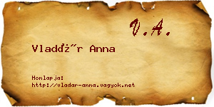 Vladár Anna névjegykártya